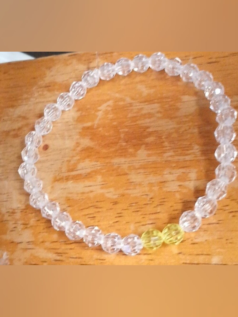 Clear Crystal Stretch Bracelet with Yellow Accent Beads